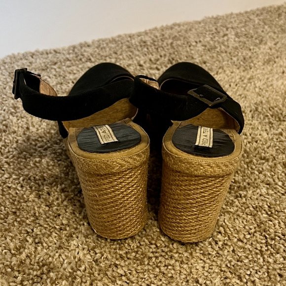 Pied-a-Terre 'Imperia' Navy Blue Slingback Espadrille Wedges ASO Kate Middleton - Picture 9 of 11